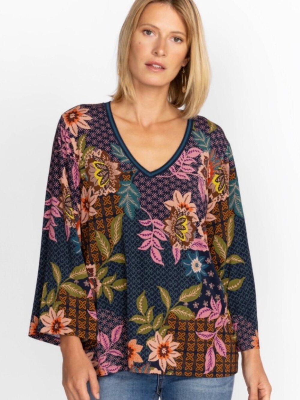 JOHNNY WAS DELFINO KNIT FLORAL TOP